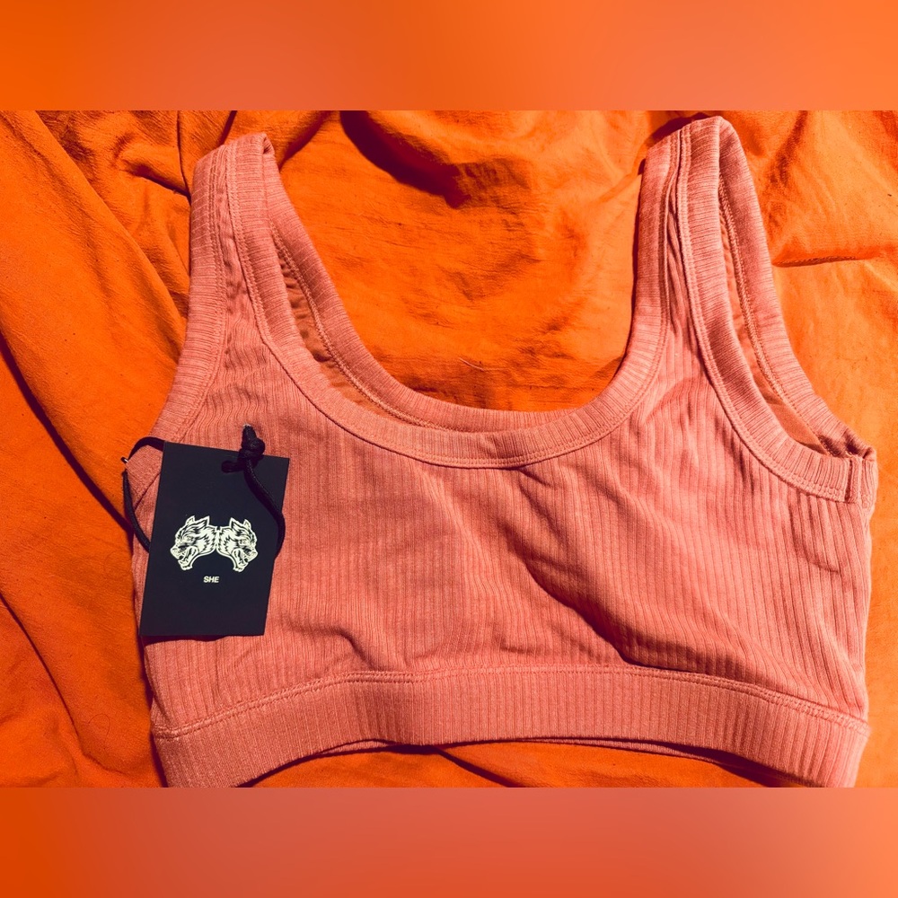 Darc Sport Ribbed Sports Bra in Rust Orange - Picture 3 of 4
